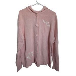 Tinkerbell Disneyland Resort Pink Hooded Button Up Cardigan Womens Size XXL